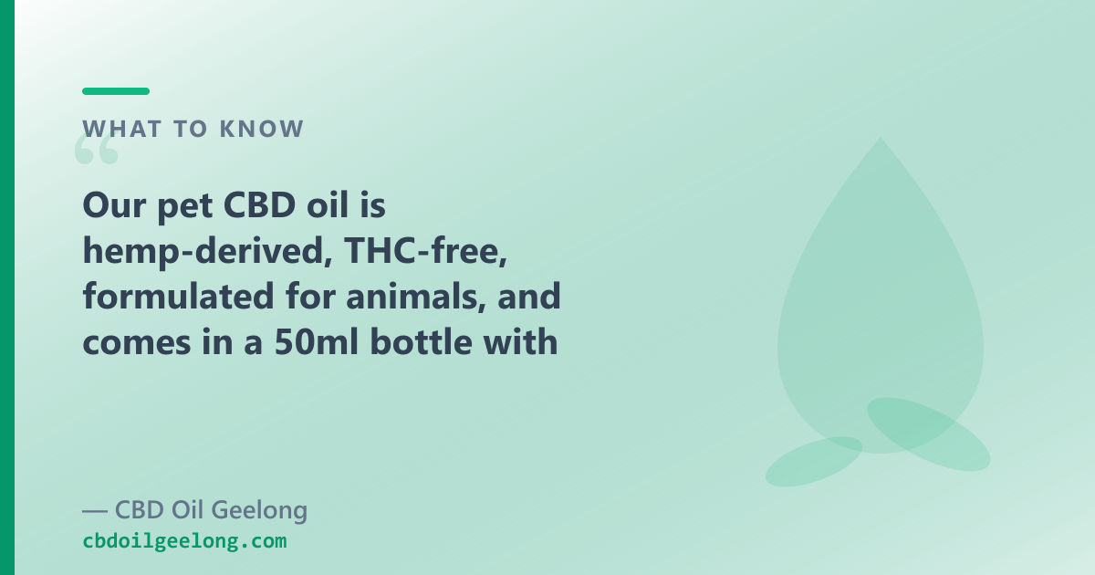CBD Oil Geelong pet CBD oil: 2000mg hemp CBD in MCT, THC-free, 50ml, lab-tested by batch — $179.90 AUD, ships to Geelong and VIC