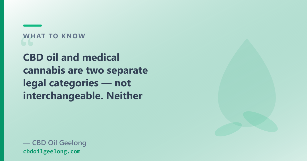 CBD oil and medical cannabis are two separate legal categories — not interchangeable.